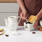 Банка фарфоровая для сыпучих продуктов с ложкой Доляна «Эстет. Колибри», 250 мл, цвет белый - Фото 4