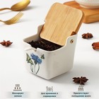 Банка фарфоровая для сыпучих продуктов с ложкой «Эстет. Цветочное поле», 250 мл, цвет белый - Фото 2