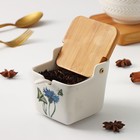 Банка фарфоровая для сыпучих продуктов с ложкой «Эстет. Цветочное поле», 250 мл, цвет белый - Фото 3