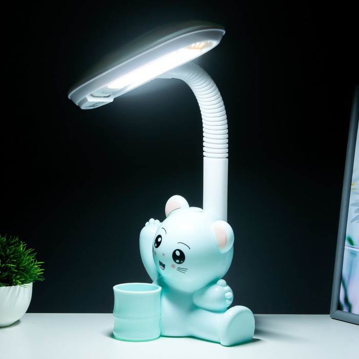 Настольная лампа "Мишка" LED 4Вт голубой 15х28,5х46 см RISALUX - фото 1907570255