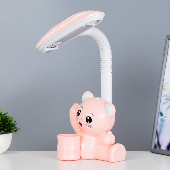 Настольная лампа "Мишка" LED 4Вт нежно-розовый 15х28,5х46 см RISALUX - фото 1907570266