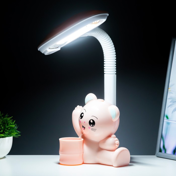 Настольная лампа "Мишка" LED 4Вт нежно-розовый 15х28,5х46 см RISALUX - фото 1907570268