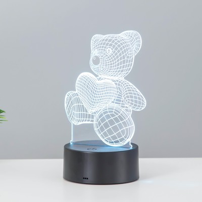 Светильник сенсорный «Мишутка» LED 7 цветов USB/от батареек черный RISALUX