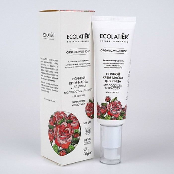 Ночной крем-маска для лица Ecolatier ORGANIC WILD ROSE, 50 мл - Фото 1