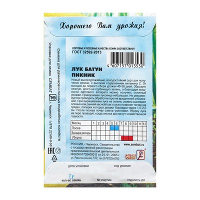 Семена Лук батун «Пикник», 1 г, «Сембат»