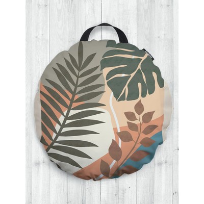 Подушка сидушка «Пальмовые листья на бежевом фоне», декоративная, d = 52 см