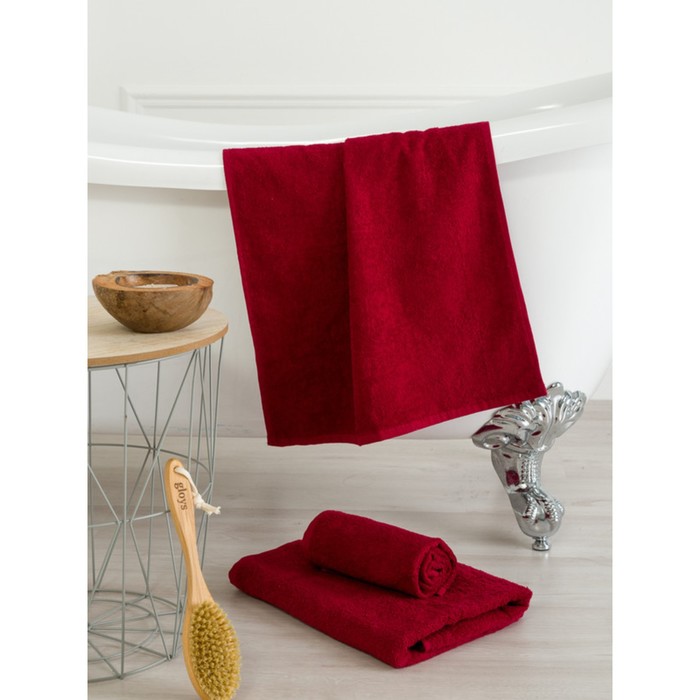 Полотенце пряжа «Ринг», без бордюра, размер 40x70 см, цвет бордовый - Фото 1