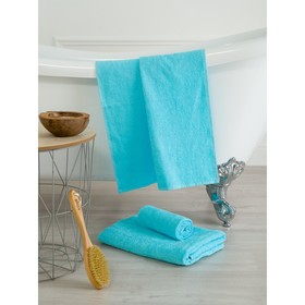 Полотенце пряжа «Ринг», без бордюра, размер 40x70 см, цвет голубой