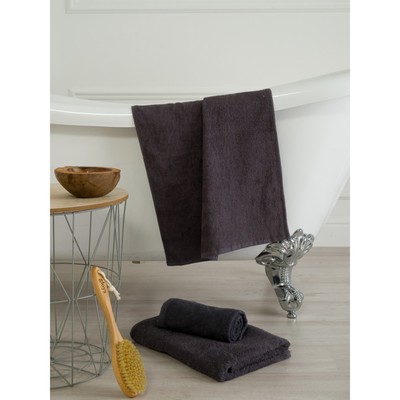 Полотенце махровое Bio-Textiles «Ринг», без бордюра, 360 гр, размер 40x70 см, цвет тёмно-серый