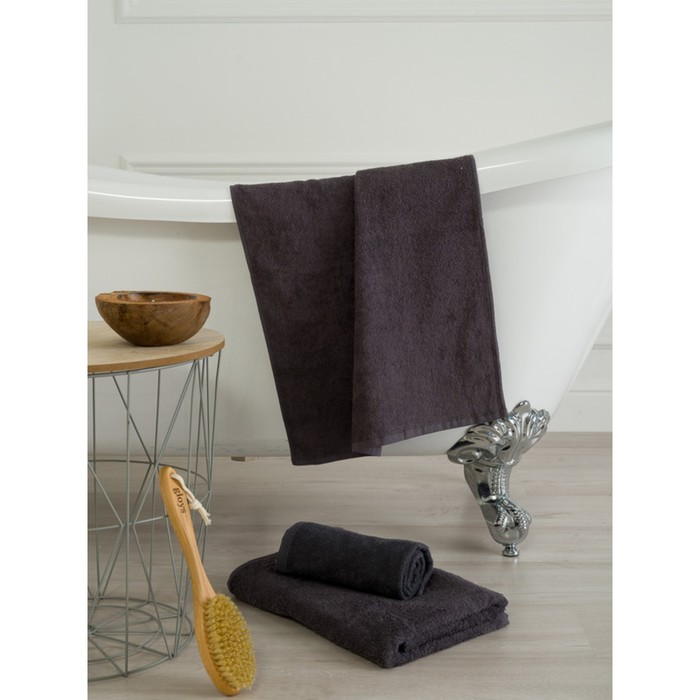 Полотенце махровое Bio-Textiles «Ринг», без бордюра, 360 гр, размер 40x70 см, цвет тёмно-серый - Фото 1