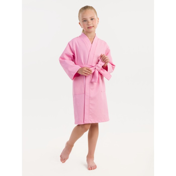 Халат вафельный детский «Кимоно», размер 30, цвет розовый - Фото 1