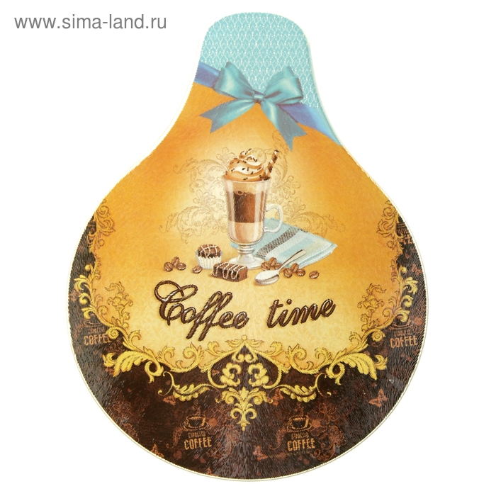 Разделочная доска каплевидная Доляна «Время кофе», 26×20 см - Фото 1