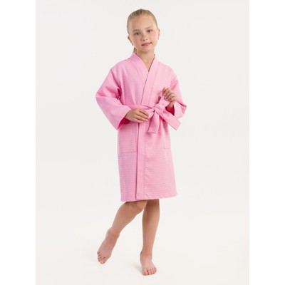 Халат вафельный детский «Кимоно», размер 38, цвет розовый