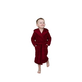 Халат детский махровый с капюшоном, размер 32, цвет бордовый