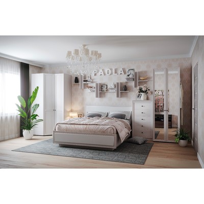 Комод высокий для спальни Paola 45, 5 ящиков, 620×430×1200 мм, цвет ясень анкор светлый