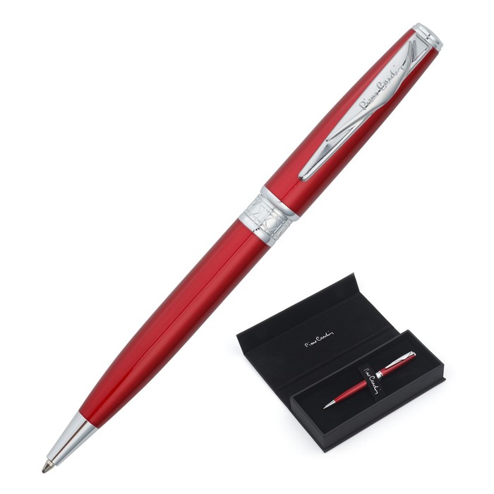 Ручка шариковая PIERRE CARDIN SECRET BUSINESS, корпус латунь и лак, отделка сталь и хром, красная - Фото 1
