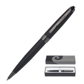 Ручка шариковая PIERRE CARDIN PROGRESS, корпус латунь, матовый лак Soft Touch, отделка пушечная сталь, чёрная