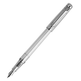 Ручка перьевая PIERRE CARDIN I-SHARE, корпус пластик, отделка сталь и хром, узел 0.6 мм, чернила синие, корпус прозрачный