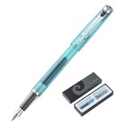 Ручка перьевая PIERRE CARDIN I-SHARE, корпус пластик, отделка сталь и хром, узел 0.6 мм, чернила синие, прозрачная, бирюзовая - фото 10093262