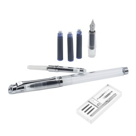 Набор Pierre Cardin I-Share: Ручка перьевая с заправляемыми чернилами, сменная насадка-роллер, конвертер, 3 картриджа синего цвета, корпус прозрачный