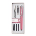 Набор Pierre Cardin I-Share: Ручка перьевая с заправляемыми чернилами, сменная насадка-роллер, конвертер, 3 картриджа синего цвета, корпус розовый - Фото 2