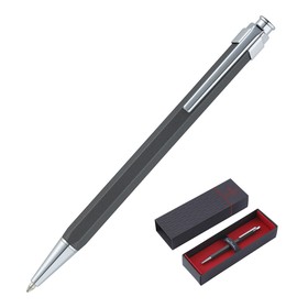 Ручка шариковая PIERRE CARDIN PRIZMA, корпус латунь лакированная, отделка сталь и хром, чернила синие, серая