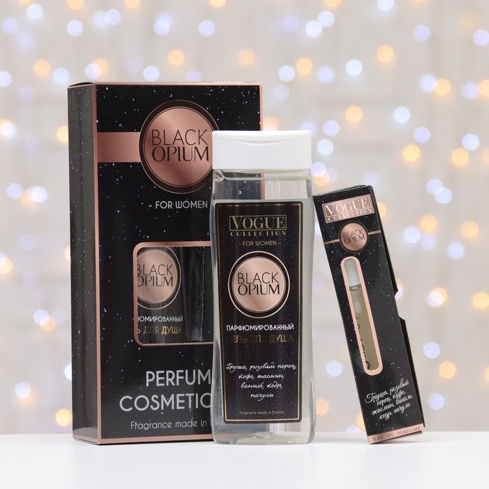 Подарочный набор косметики женский Black Opium, гель для душа 250 мл, парфюмерная вода 30 мл - Фото 1