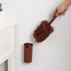 Щётка для удаления пыли Доляна «Антистатик», 29 см, с подставкой на присоске, микрофибра, коричневая - Фото 3