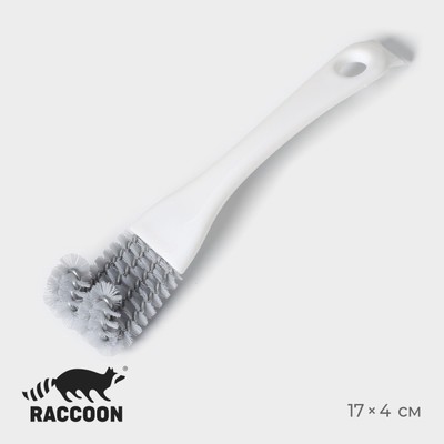 Щётка для чистки посуды и решёток-гриль Raccoon, 17×4 см, белая