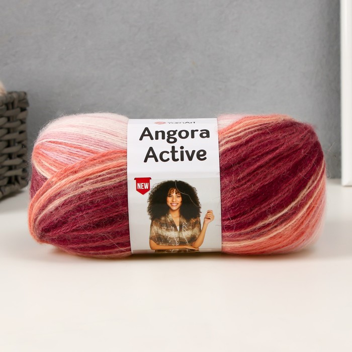 Пряжа "Angora Active" 25% мохер, 75% акрил  500м/100гр (846 персик-роз-бордо)