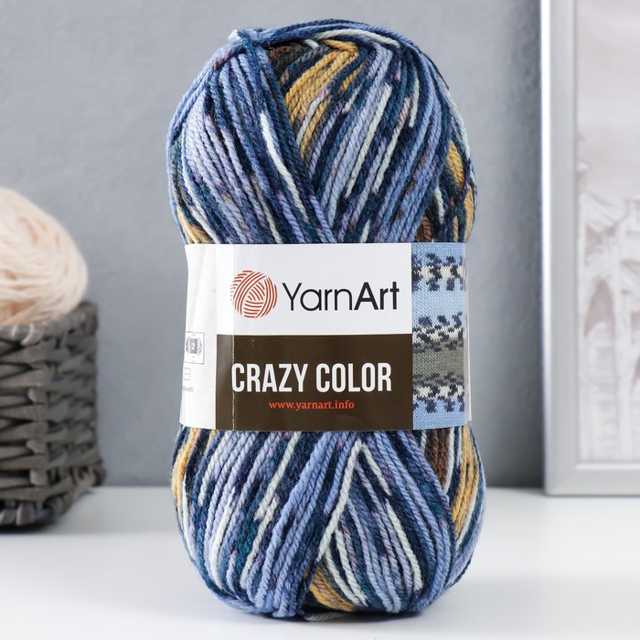 Пряжа для вязания спицами, крючком YarnArt, Crazy color, 25% шерсть, 75% акрил, 260 м/100 г, (182) - Фото 1