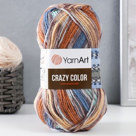 Пряжа "Crazy color" 25% шерсть, 75% акрил 260м/100гр (175 синий-терракот)