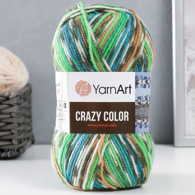 Пряжа "Crazy color" 25% шерсть, 75% акрил 260м/100гр (177 салат-беж)