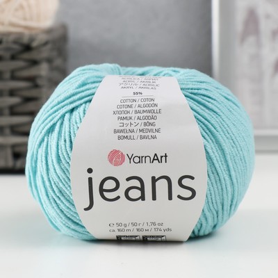 Пряжа для вязания спицами, крючком YarnArt, Jeans, 55% хлопок, 45% акрил, 160 м/50 г, (81 св. бирюза)