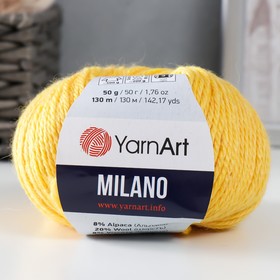 Пряжа "Milano"  8%альпака, 20%шерсть, 8%вискоза, 64%акрил 130м/50гр (863 желтый) 9343858