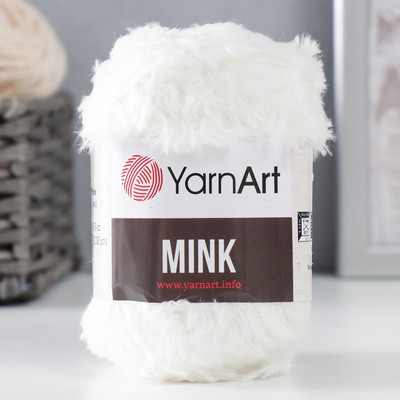 Пушистая пряжа для вязания спицами, крючком YarnArt, Mink, 100% полиамид, 75 м/50 г, (330 белый)