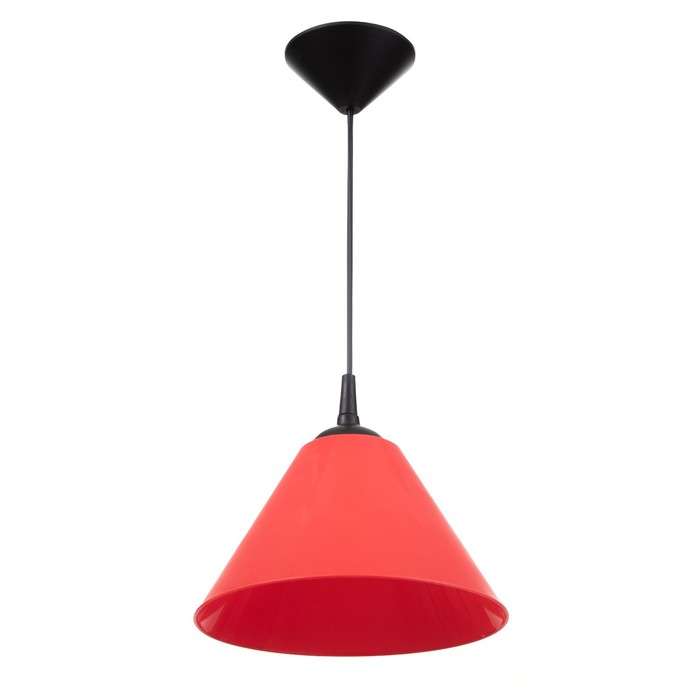Подвес «Конус» 1×15 Вт Е27 МОДЕЛЬ: BR=00270 черный/красный 25×25×15 см - Фото 1