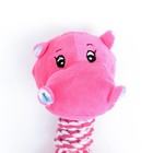 Игрушка для собак 3-в-1 "Бегемот": канатная, мягкая с пищалкой, мяч TPR, 20 см, розовая - фото 6743698