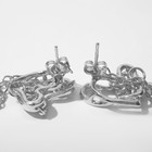 Серьги металл «Сердце» в цепях, цвет серебро - Фото 2