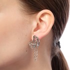 Серьги металл «Сердце» в цепях, цвет серебро - Фото 3