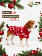 Свитер «Косточки-снежинки», размер 14 (ДС 32-35, ОГ 35-45, ОШ 22-26 см), красный - Фото 1