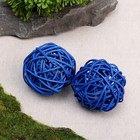 Шар декоративный из лианы, набор 2 шт., размер 1 шт. — 5 см, цвет голубой - фото 1341134