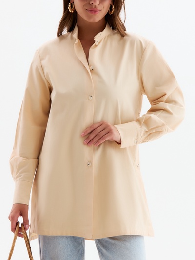 Рубашка женская MINAKU: Casual Collection, размер 42, бежевая