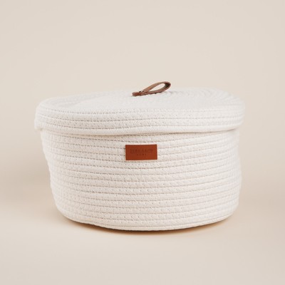 Корзина для хранения SL Home «Бэлл», плетёная, ручной работы, малая, 25×25×13.5 см, белая