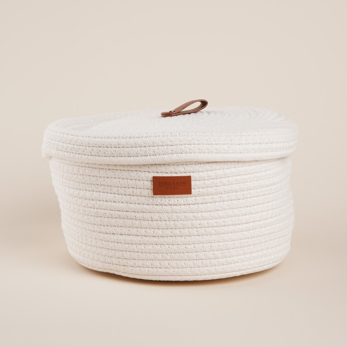 Корзина для хранения SL Home «Бэлл», плетёная, ручной работы, малая, 25×25×13.5 см, белая - Фото 1