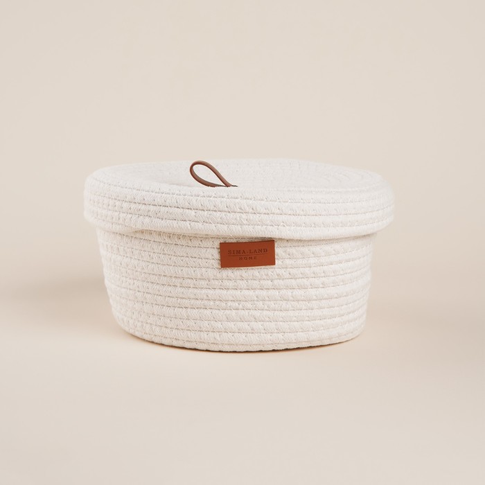 Корзина для хранения SL Home «Бэлл», плетёная, ручной работы, большая, 32×32×16 см, белая - Фото 1