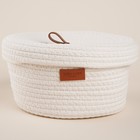 Корзина для хранения SL Home «Бэлл», плетёная, ручной работы, большая, 32×32×16 см, белая - Фото 4