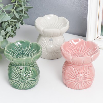 Аромалампа для эфирных масел «Нежный цветок», керамика, 8×8×8 см, МИКС