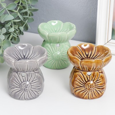 Аромалампа для эфирных масел «Нежный цветок», керамика, 8×8×8 см, МИКС