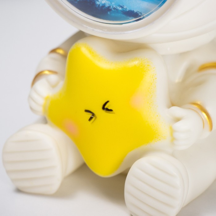 Ночник-увлажнитель Мишка со звездой LED USB белый 12х12х16,5 см RISALUX - фото 1884033097